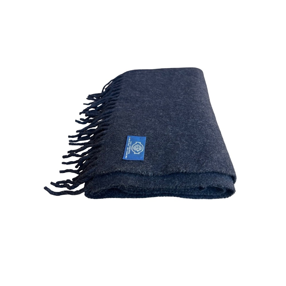 VTG Gap 100% Lambswool Black Gray Scarf Made in Italy Charcoal Fringe Soft Cozy